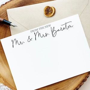 Ensemble de cartes de notes personnalisé pour les | de couple Cartes FLAT personnalisées | Cartes de notes de script personnalisées Merci Cadeau de douche nuptiale pour jeunes mariés 22-152