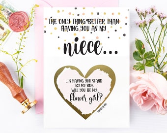 Flower Girl Proposal for Niece Scratch Off Card- The only thing better than having you as my niece - flower girl - jr bridesmaid ROSE GOLD