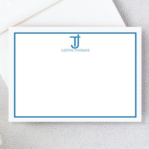 Papelería personalizada moderna para él, tarjetas de notas con monograma Tarjetas PLANAS, regalo para ella, tarjeta de agradecimiento, tarjeta de papelería con monograma inicial 24-29
