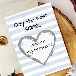 Pregnancy Reveal to Son Scratch Off Card Pregnancy Announcement Big Brother Card only the best sons become big brothers siblings image 1