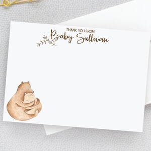 Personalized Bear Stationery Cards, Note Cards for Mom and Baby, Shower Thank You Cards, Kids Stationary, Set of Notes and Envelopes 22-174