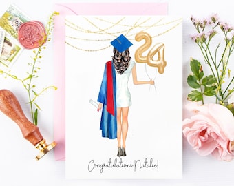 Graduation Card | Custom Card for Senior | Congratulations Graduate | Cap and Gown | Class of 2024 | Graduation | College | High School