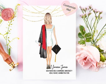 Custom College Graduation Card | Personalized Keepsake Senior Congratulations Graduate | Cap Gown | Class of 2026 | Graduation | University