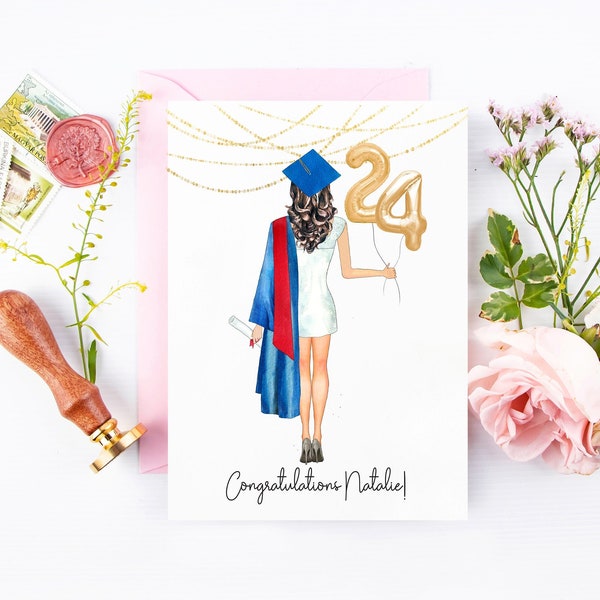 Graduation Card | Custom Card for Senior | Congratulations Graduate | Cap and Gown | Class of 2024 | Graduation | College | High School