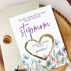 Révélation de grossesse pour la belle-mère - Nouvelle grand-mère Gratter la carte d’annonce de bébé - Seule chose meilleure Mère Nana Annonce de bébé WILDFLOWERS