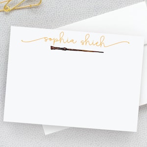 Papeterie personnalisée pour enfants, cartes de notes pour enfants, notes de baguette de sorcier pour lettres et correspondants. Flat Card Ensemble d’enveloppes stationnaires 22-146