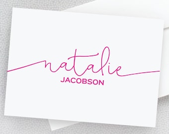 Personalized Notecard Set | Personalized FOLDED Stationery Cards for Women | Custom Script Note Cards Thank You Notes and Envelopes 22-113