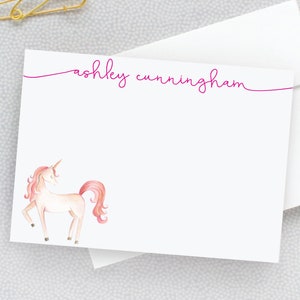 Unicorn Note Cards, Stationery for Girls, FLAT Cards for Her, Magical Unicorn Cards for Letters and Penpals, Notes and Envelopes Set 22-171