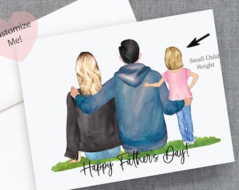 Father's Day Card | Happy Fathers Day Card | Mom Dad and 1 Child Kid Child Baby | Card for Dad | Fathers Day | from Children | Dad Keepsake