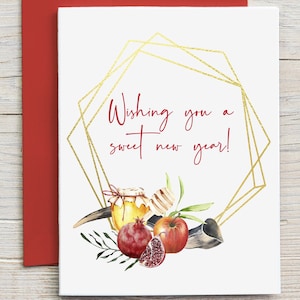 Rosh Hashanah Shana Tova Jewish Holiday Cards / Shana Tova Watercolor High Holiday Granada Miel de manzana / Jewish Holiday Card Set 22-68