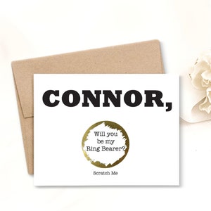 | de carte de demande de porteur de bague Carte à gratter pour | de porteur d’anneau | de sécurité Ring Carte de demande de mariage personnalisée | Neveu | Junior Groomsman