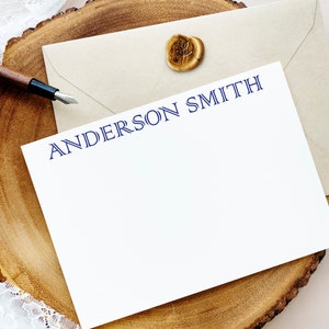 Mens Personalized Stationery for Him | Custom Note Cards for Men | Monogrammed Stationary for Boys | Thank You Cards and Envelope Set 23-4