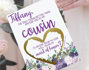 Will You Be My Maid of Honor Proposal for Cousin Scratch Off Card | only thing better Cousin Best Friend Maid of Honor Bridesmaid | Matron