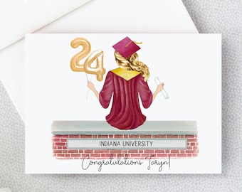 Custom Graduation Card for Her | Graduation Keepsake for Senior | Congratulations Graduate Cap Gown | Class of 2024 | College | High School