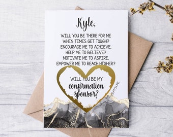 Confirmation de la proposition du sponsor Rayer la carte | Serez-vous mon parrain de confirmation | Carte de confirmation religieuse de baptême personnalisée