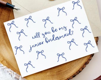 Willst du meine Junior Brautjungfer sein Karte | Blumenmädchen Antrag Schwester Nichte Patenkind Tochter | Brautjungfer | Wählen Sie Tintenfarbe
