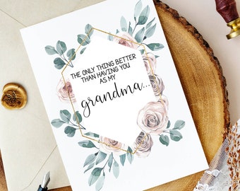 Pregnancy Reveal Card for Grandma | New Great Grandmother Card | Only the Best Grandmas | Great Grandma Great Grandparents Card | PINK BOHO