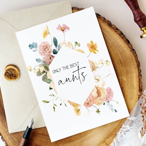Carte de révélation de grossesse pour tante de nièce neveu | Seules les meilleures tantes sont promues au rang de grand-tante | Nouvelle carte de bébé de grand-tante | FLORAL