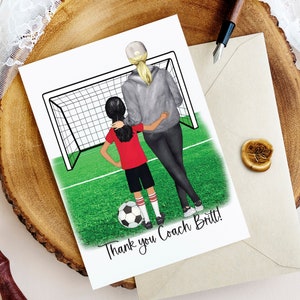 Personalisierte Karte für Fußballtrainer, Dankeschön, von Fußballspielerin, Fußballmannschaft, Fußballtrainer, individuelle Karte für Sie, Trainerin