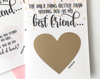 Will You Be My Maid of Honor Scratch Off Card- The only thing better than having you as my best friend - Bridesmaid Card ROSE GOLD