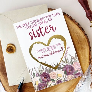 Matron of Honor Karte für Schwester | Will you be My Matron of Honor | Only Thing Sister | Beste Freundin | Brautjungfern | Dienstmagd