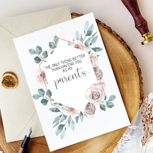 Tarjeta de revelación de embarazo para padres / Tarjeta de nuevos abuelos / Solo lo mejor para padres Abuelos / Tarjeta de abuela y abuelo / PINK BOHO