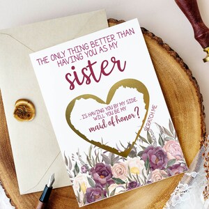 Ehrmädchen Vorlage Kratzerkarte für Schwester | Will you be My Maid of Honor | Only Thing Sister | Beste Freundin | Brautjungfern | Matrone