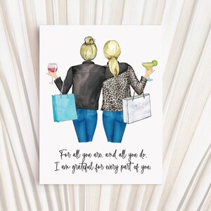 Freundschaftskarte, Karte für Mama, Beste Freundin Geschenkkarte, benutzerdefinierte Geburtstagskarte, Dankeskarte, passende Jacken, Muttertag