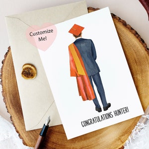 Graduation Card | Graduation Keepsake for Him | Congratulations Graduate | Guy Cap Gown | Class of 2023 | University Graduation