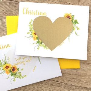 Biglietto di proposta officiante personalizzato - Ci sposerai Sacerdote officiante Rabbi Gratta e Vinci - Girasoli gialli - Ci sposerai