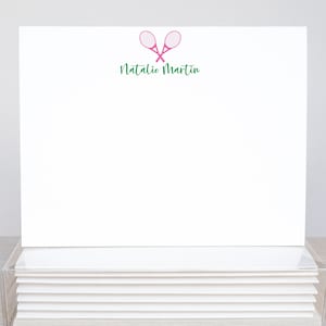 Personalized Tennis Note Cards for Her | Girls Tennis Cards | Tennis Stationery | Sports Stationary | Tennis Racquet Ball Set of 10  22-81