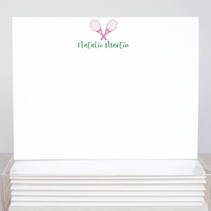 Personalized Tennis Note Cards for Her Girls Tennis Cards Tennis Stationery Sports Stationary Tennis Racquet Ball Set of 10 22-81 image 1