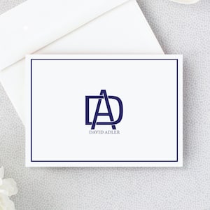 Papelería personalizada moderna para él, tarjetas de notas con monograma, tarjetas plegadas, regalo para su tarjeta de agradecimiento, tarjeta de papelería con monograma inicial 24-27