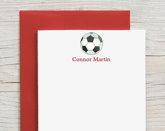 Personalized Soccer Ball Note Cards | Soccer Stationery | Soccer Team Cards | Set of 10 Notes for Kids | Penpal Cards for Her Him 22-88