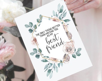 Tarjeta de Pedido de Dama de Honor / Tarjeta de Propuesta / Recuerdo de Dama de Honor / Mejor Amiga Matrona de Honor / Dama de Honor / Regalo de Dama de Honor para Bestie