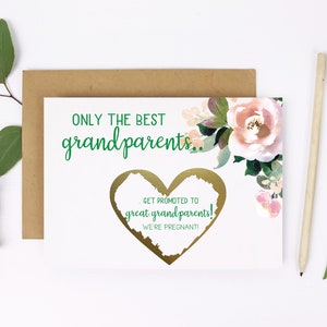 Seuls les meilleurs grands-parents sont promus à l’annonce de bébé des arrière-grands-parents | Carte à gratter pour grand-mère grand-père | Carte de révélation de bébé