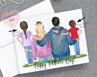 Father's Day Card | Happy Fathers Day Card | Mom Dad and 2 Kids Child and Baby | Card for Dad | Fathers Day | from Children | Dad Keepsake