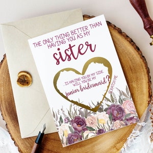 Sœur Junior Bridesmaid Proposition Scratch Off Card | Serez-vous ma demoiselle d’honneur junior | Seule chose Sœur | | Flower Girl Meilleur ami