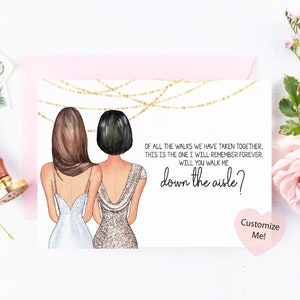Mom Will You Walk Me Down the Aisle Card for Mother Wedding Processional Card Create Your Own Bride and Mom Custom Card For Mama image 1