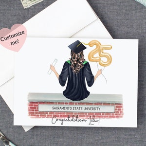 Custom Graduation Card | Graduation Keepsake for Senior | Personalized Graduate Cap and Gown Card Class of 2025 College High School