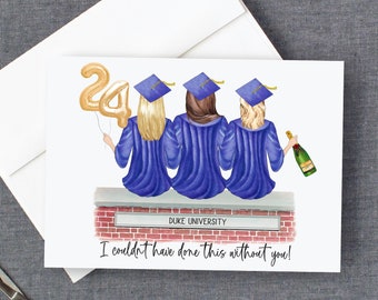 Graduation Card for 3 Friends | Graduation Keepsake Senior | Congratulations Graduate | Cap Gown | Class of 2024 | College High School