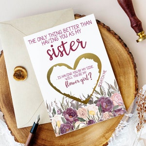 Flower GIrl Proposition Carte à gratter pour Sœur | Serez-vous ma fleur GIrl demander la carte | Seule chose Sœur Demoiselle d’honneur junior Fleur Fille