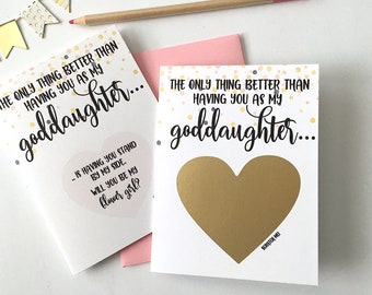 Will You Be My Flower Girl - Scratch Off Proposal for Goddaughter from Godmother - Godparents - Bridal Party - flower girl - ROSE GOLD