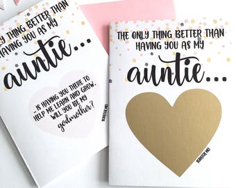 Godmother Proposal Scratch Off Card -  The only thing better than having you as my auntie Card - Baptism Christening - BLESSED