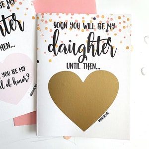 Maid of Honor Voorstel Kraskaart voor Dochter - Binnenkort Zul Je Mijn Dochter Zijn - Stiefdochter - Stiefdochter - Kras Af ROSE GOUD