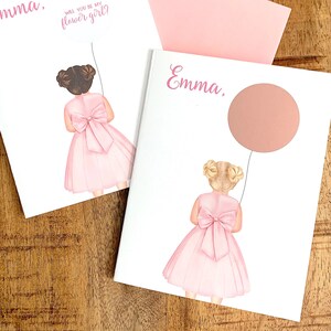 CUSTOM Flower Girl Scratch Off Card - Personnalisé Serez-vous Ma Fleur Fille Proposition - Demoiselle d’Honneur Junior - Rose Gold Choisissez HAIR COLOR