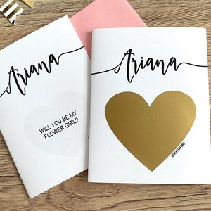 Carte personnalisée Flower Girl Scratch Off - Will You Be My Flower Girl Scratch Off - Carte de proposition personnalisée pour demoiselle d’honneur