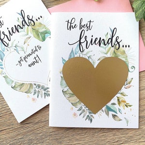 Carte à gratter de grossesse pour la meilleure amie - Annonce de grossesse - Les meilleures amies sont promues à tante - RUSTIC GREENERY