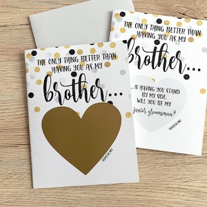 Propuesta de Novio Junior para Brother Scratch Off Card- Lo único mejor que tenerte como mi hermano - Ring Bearer - GOLD DOT