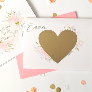 Will You Be My Flower Girl Scratch Off Card - Carte de demande en mariage personnalisée - Scratch off pour nièce Demoiselle d’honneur junior - BLUSHING BRIDE